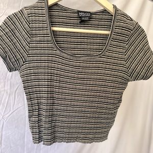 Vintage 90’s fashion black and white striped knit croped tee